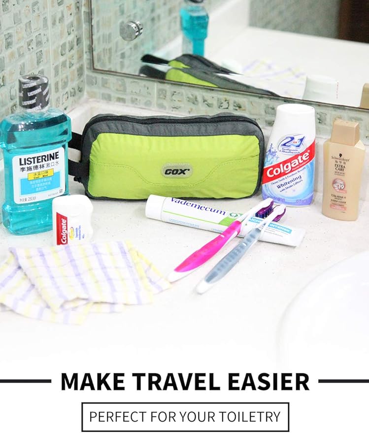 GOX Travel Toiletry Bag,Dopp Kit Case,Ultra-Light Cosmetics Bag Makeup Organizer(Green)