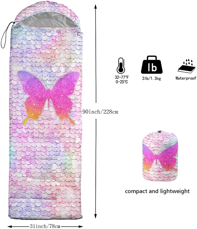 QOOMO Camping Sleeping Bags,3 Season Warm & Cool Weather,Lightweight,Waterproof Sleeping Bags for Adults & Kids,Traveling,and Outdoors,Camping Gear Equipment