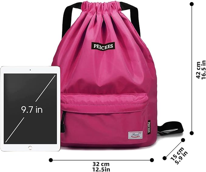 Peicees Waterproof Drawstring Sport Bag Lightweight Sackpack Backpack for Men and Women