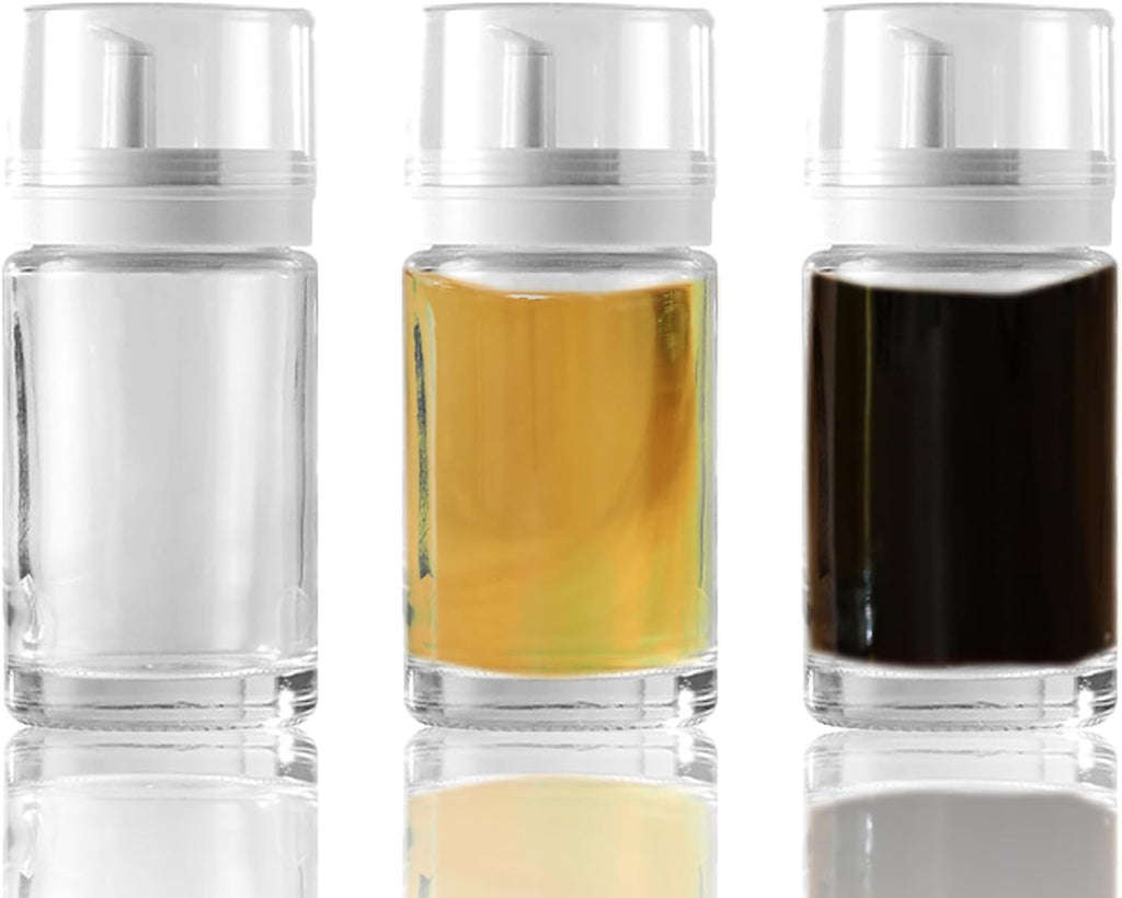 3-Pack Leakproof Small Glass Oil and Vinegar Dispenser Bottles - Perfect for Kitchen Use - 3.38oz Each