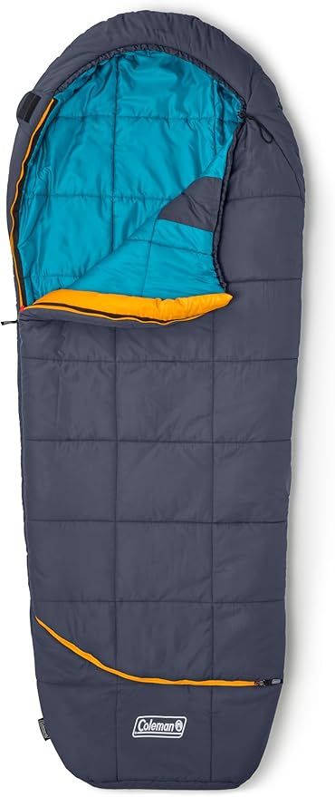 Coleman Big Bay 20°F Sleeping Bag, Adult Mummy Sleep Sack with Headrest