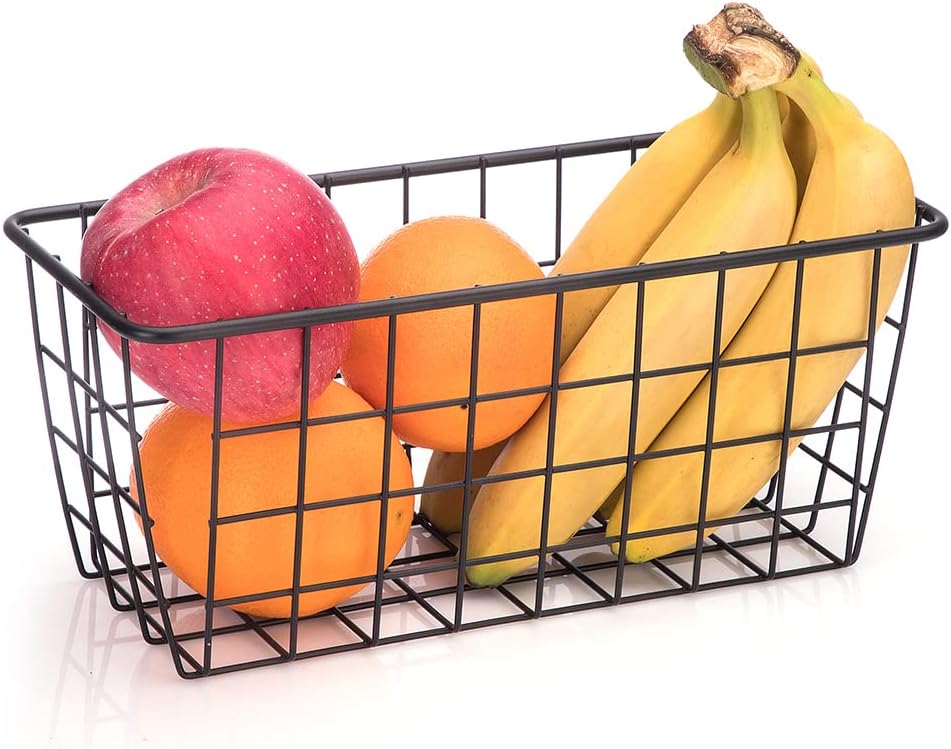 3 Set LeleCAT Adhesive Over the Cabinet Door Wire Baskets for Organizing for Kitchen Food Pantry Bathroom Shelf Storage No Drilling Wall Mounted,Black