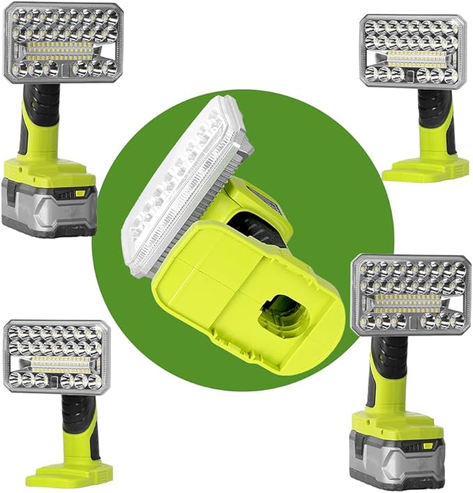 Working Light for RYOBI 18V Lithium-ion Battery, 2000LM 18W Flashlight with 3 Brightnesses, Aluminum Alloy Cordless LED Work Light for Camping, Emergency, Indoor, Outdoor...