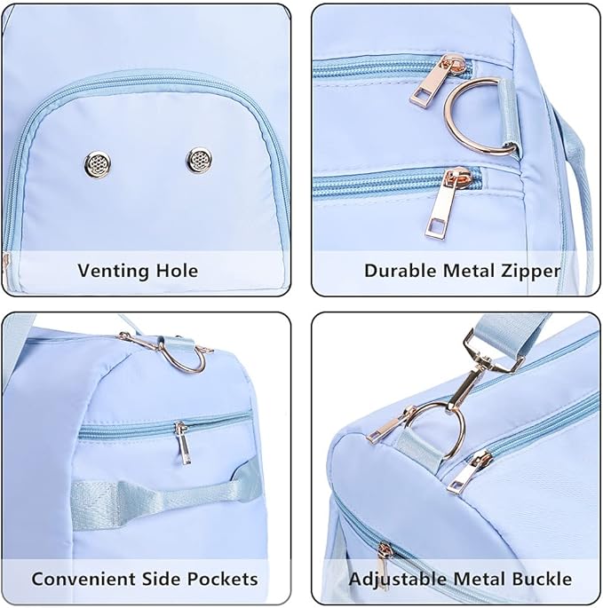 ICEIVY Gym Duffle Bag Dry Wet Separated Gym Bag Sport Duffle Bag Training Handbag Yoga bag with Extra Drawstring Backpack for man and women (Blue-Upgrade) Large