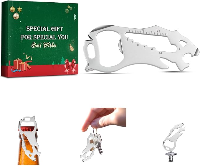 12 in 1 Keychain Multi-tool, Gifts for Men Boyfriend Dad, Father's Day Birthday Gifts, Mini EDC gadgets Tool Gear Bottle Opener for Camping Survival