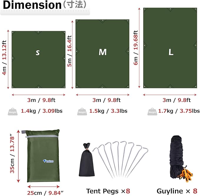 Azarxis Waterproof Camping Tent Tarp Hammock Rain Fly Footprint Ground Cloth Shelter Sunshade Beach Picnic Blanket Mat for Outdoor Camping Park Lawn