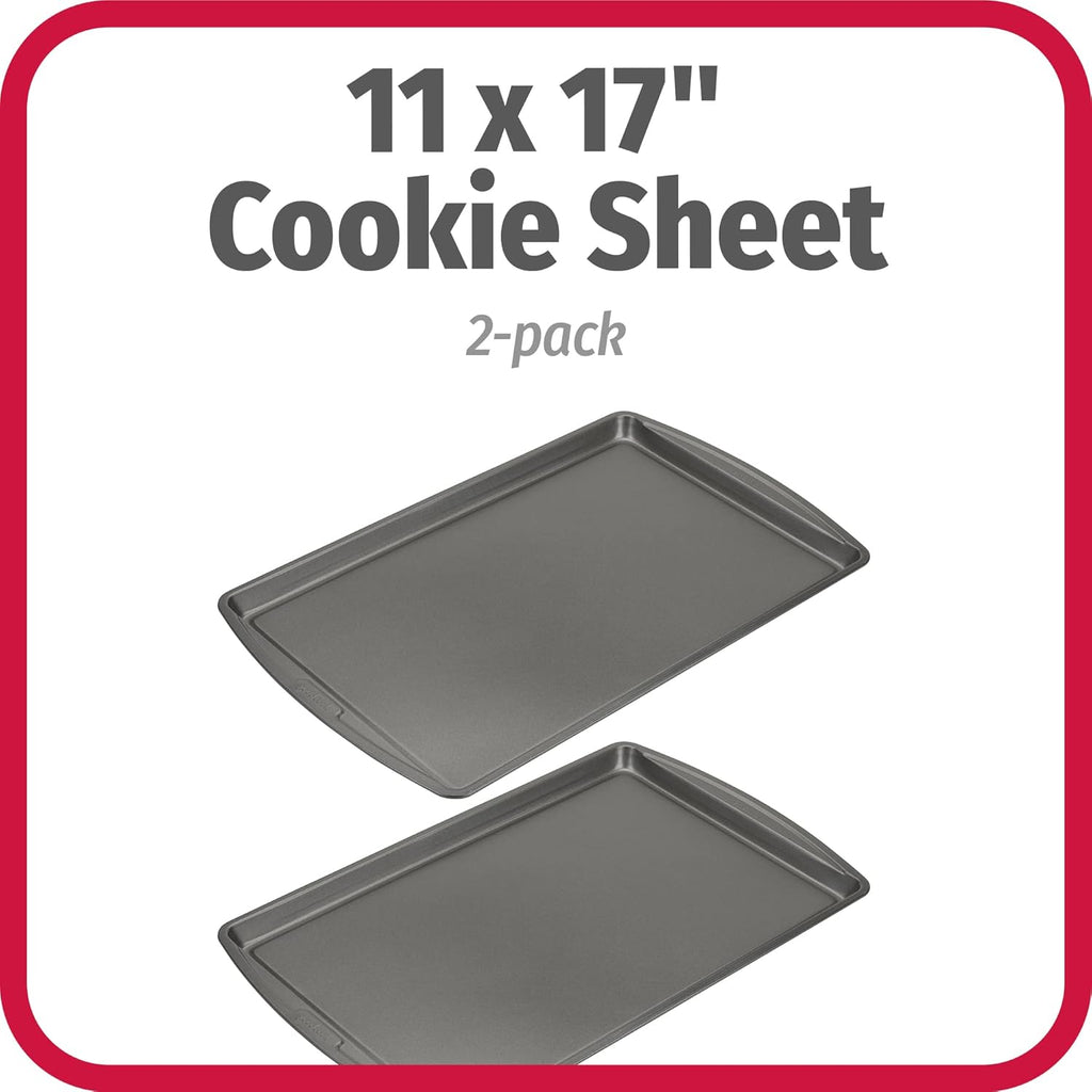 GoodCook AirPerfect Non-Stick 17” X 11" Cookie Sheet Set , Homemade, Frozen & Leftover Slices, Set of 2