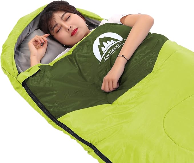 SWTMERRY Sleeping Bag 3 Seasons (Summer, Spring, Fall) Warm & Cool Weather - Lightweight,Waterproof Indoor & Outdoor Use for Kids, Teens & Adults for Hiking and Camping