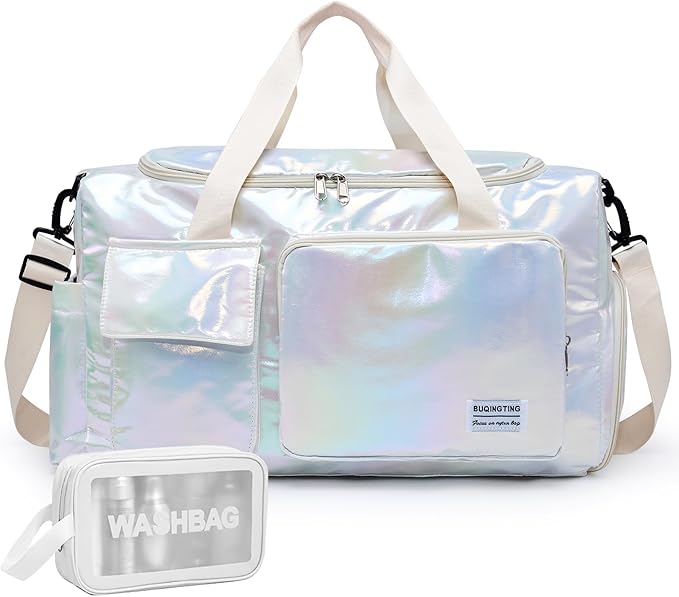 Small Gym Bag for Women, Travel Duffle Bag Carry On Weekender Bag with Shoe Compartment