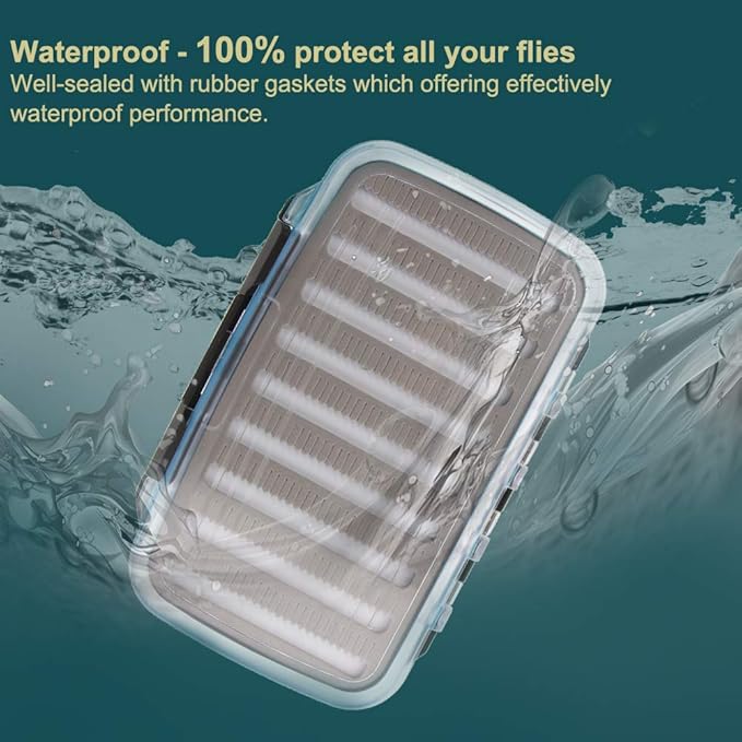 Fly Box for Fly Fishing Waterproof Double Clear Fly Fishing Tackle Box Jig Lure Storage Box
