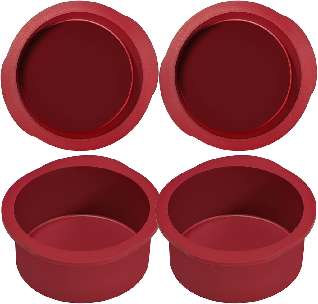 Nalchios 4 Inch Silicone Round Cake Pans Set of 4, Non-stick Easy Releasing Mini Cake & Pizza Pans, Flexible BPA Free Silicone Baking Mold for Layer, Mini & Cheese Cake