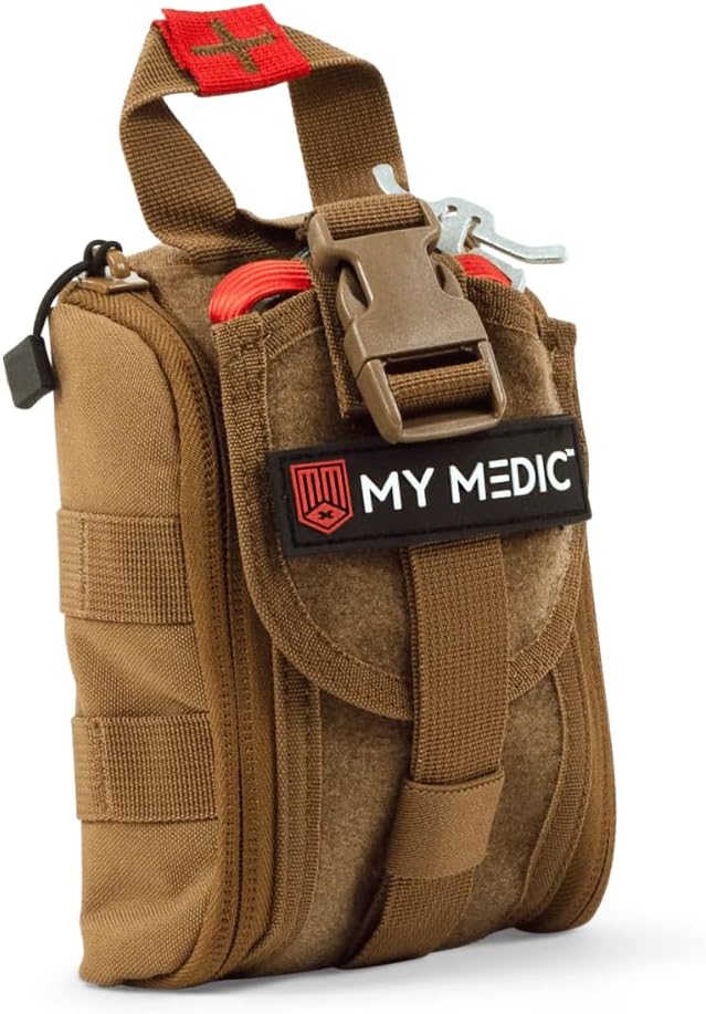 MY MEDIC TFAK Trauma First Aid Kit - Emergency Medical Rescue Gear Bag & Tactical Survival Supplies for Hunting, Hiking, Camping, The Gun Range or Car - Coyote