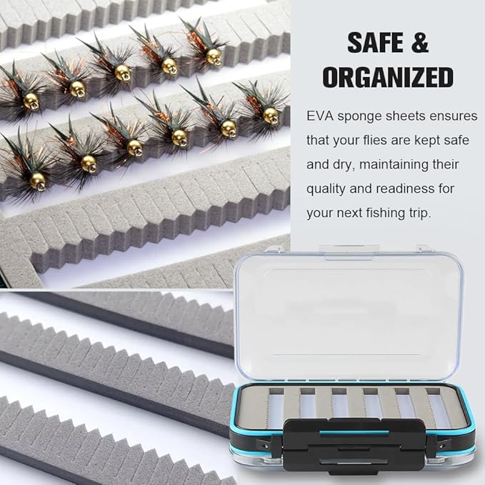 Fly Box for Fly Fishing Waterproof Double Clear Fly Fishing Tackle Box Jig Lure Storage Box