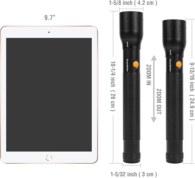 EverBrite Ultra Bright Tactical Flashlight, 900 Lumen Zoomable Adjustable Focus, 3 Light Modes, Heavy-Duty Aluminum Torch for Hurricane Supplies Camping, Includes 3C Alkaline Batteries