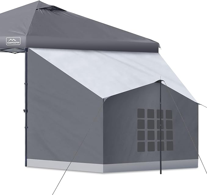 KAMPKEEPER Side Tent,Camping Tent for 10' x 10' Pop Up Canopy, Easy Set Up Gazebo,Compatible with 10' Wide Canopy Tents（Grey）