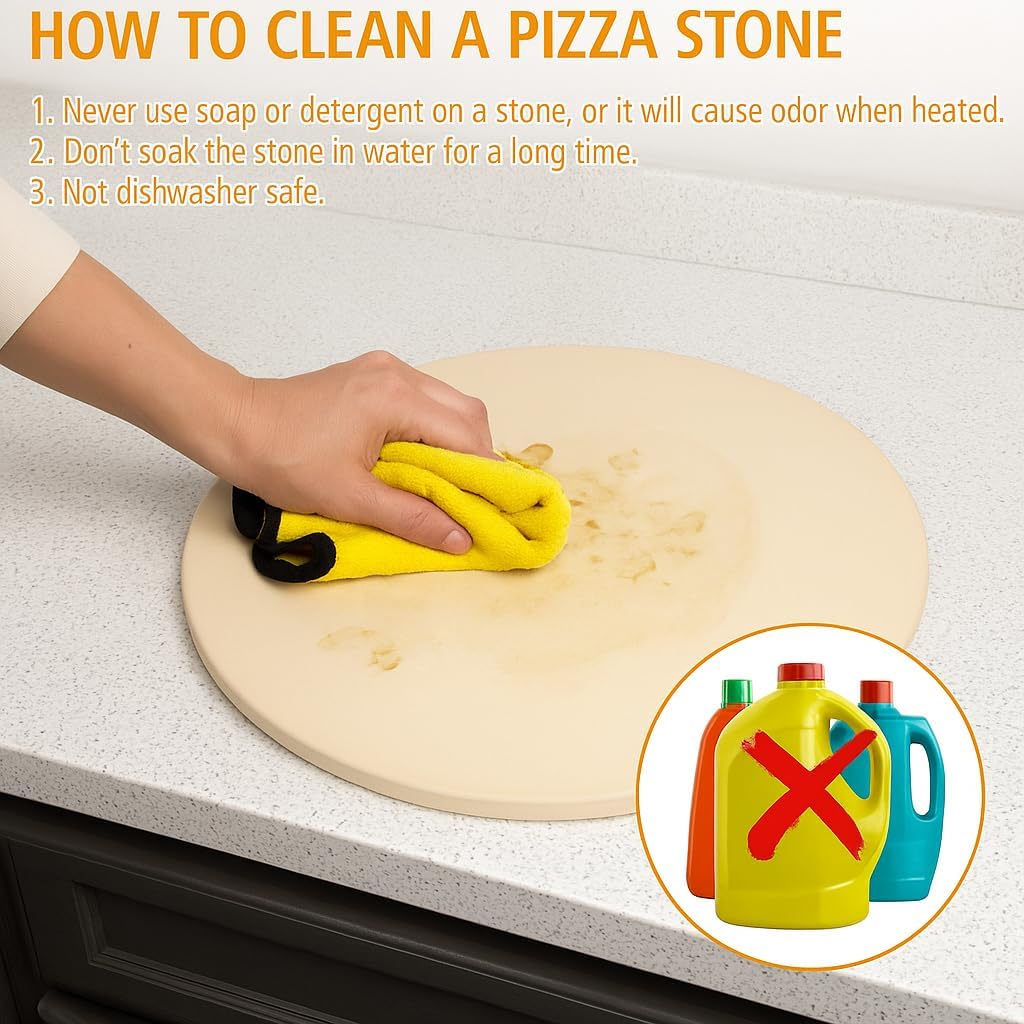 Large Pizza Stone Round 15", Heavy Duty Cooking Stone for Grill, Baking Pizza Stone for bread, Ideal for Grilling Baking Several Sizes of Pizzas
