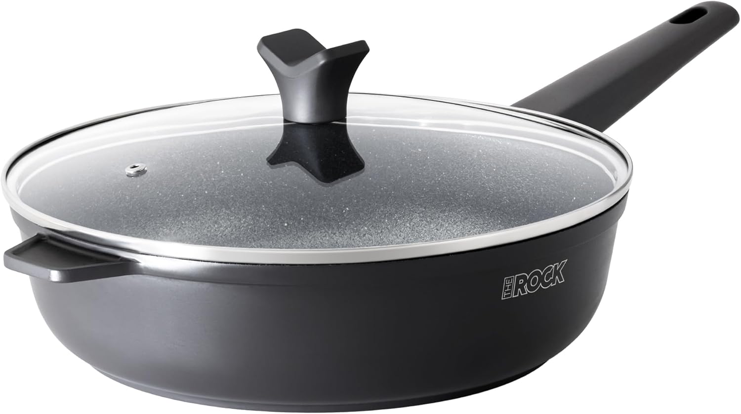 THE ROCK SOHO 4 Qt Nonstick Deep Frying Pan Skillet with Glass Lid, 11 Inch Large Deep Frying Pan, Non Stick Saute Pan – Stay-cool Handle, Induction Compatible, Oven & Dishwasher Safe, Black