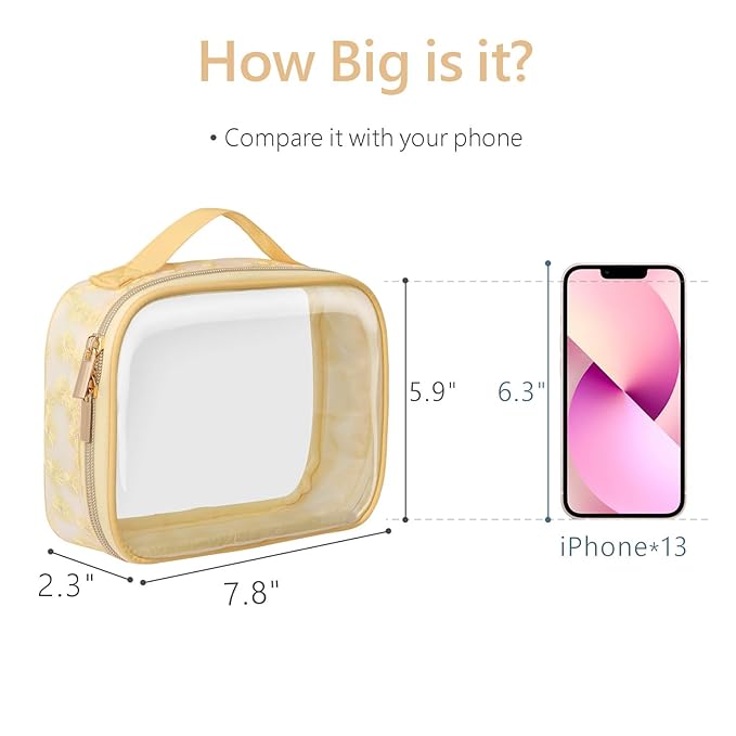 PACKISM TSA Approved Toiletry Bag - Floral Texture Lace clear Makeup Bags, Ease of Clamshell Closing, Handles and Double Zippers, 0.5 mm Thicker TSA Toiletry Bag, Multicolor