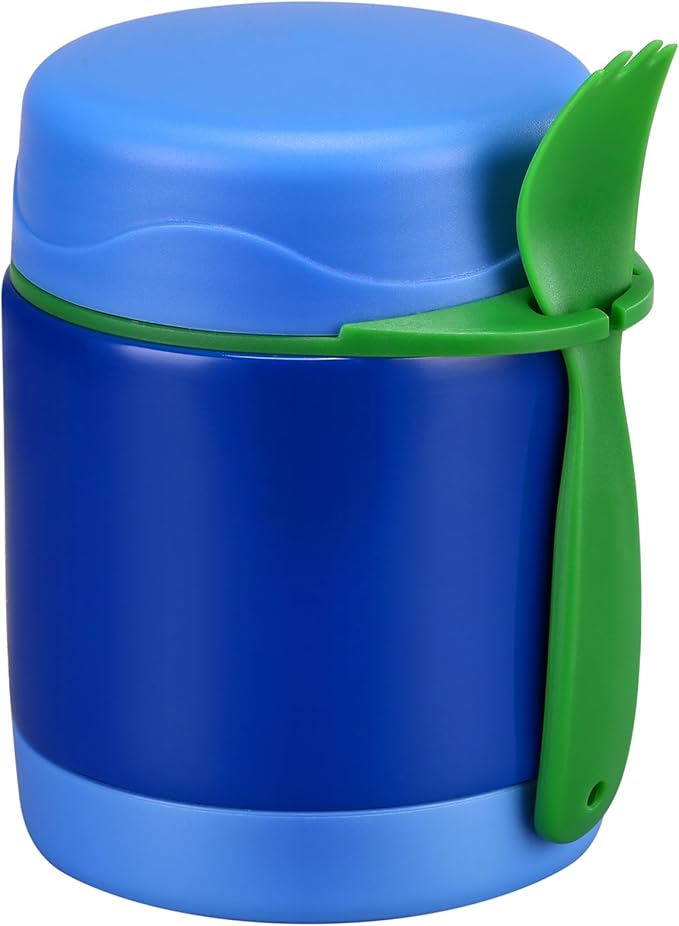 10oz Soup Thermo for Hot Food Kids Insulated Food Jar,Thermo Hot Food Lunch Container, Width Mouth Stainless Steel Lunch Box for Kids with Spoon (Blue)