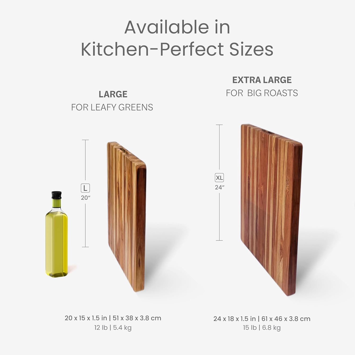 Teakhaus Carving Board and Cutting Board Oil Set - Includes Large (L) Wood Cutting Board with Grip Handles and EON Food Grade Mineral Oil - Knife-Friendly - FSC Certified