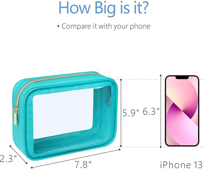 PACKISM TSA Approved Toiletry Bag - 3 Pack Upgrade Color-Edged Clear Makeup Bag, Clear Toiletry Bag For Traveling Fits Various Storage Needs, Turquoise