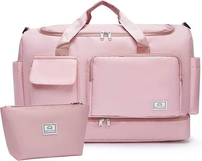 Small Gym Bag for Women, Travel Duffle Bag Carry On Weekender Bag with Shoe Compartment