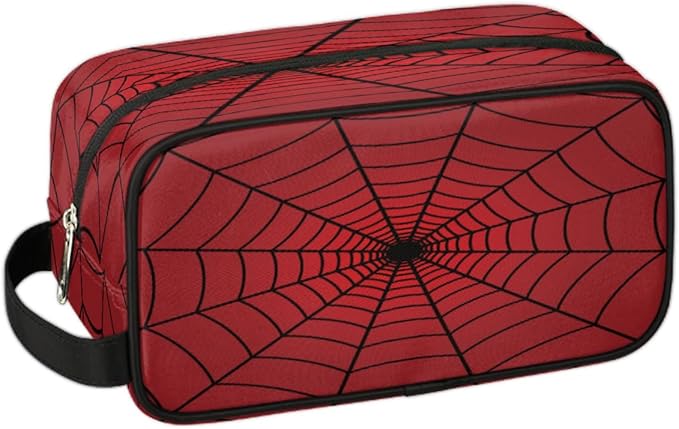 Red Spiders Web Toiletry Bag,Travel Cosmetic Bag,Hanging Makeup Bag,TSA Approved Hygiene Bag Waterproof Shave Dopp Kit Organizer for Toiletries Shower Bathroom Carry-on Accessories Gifts