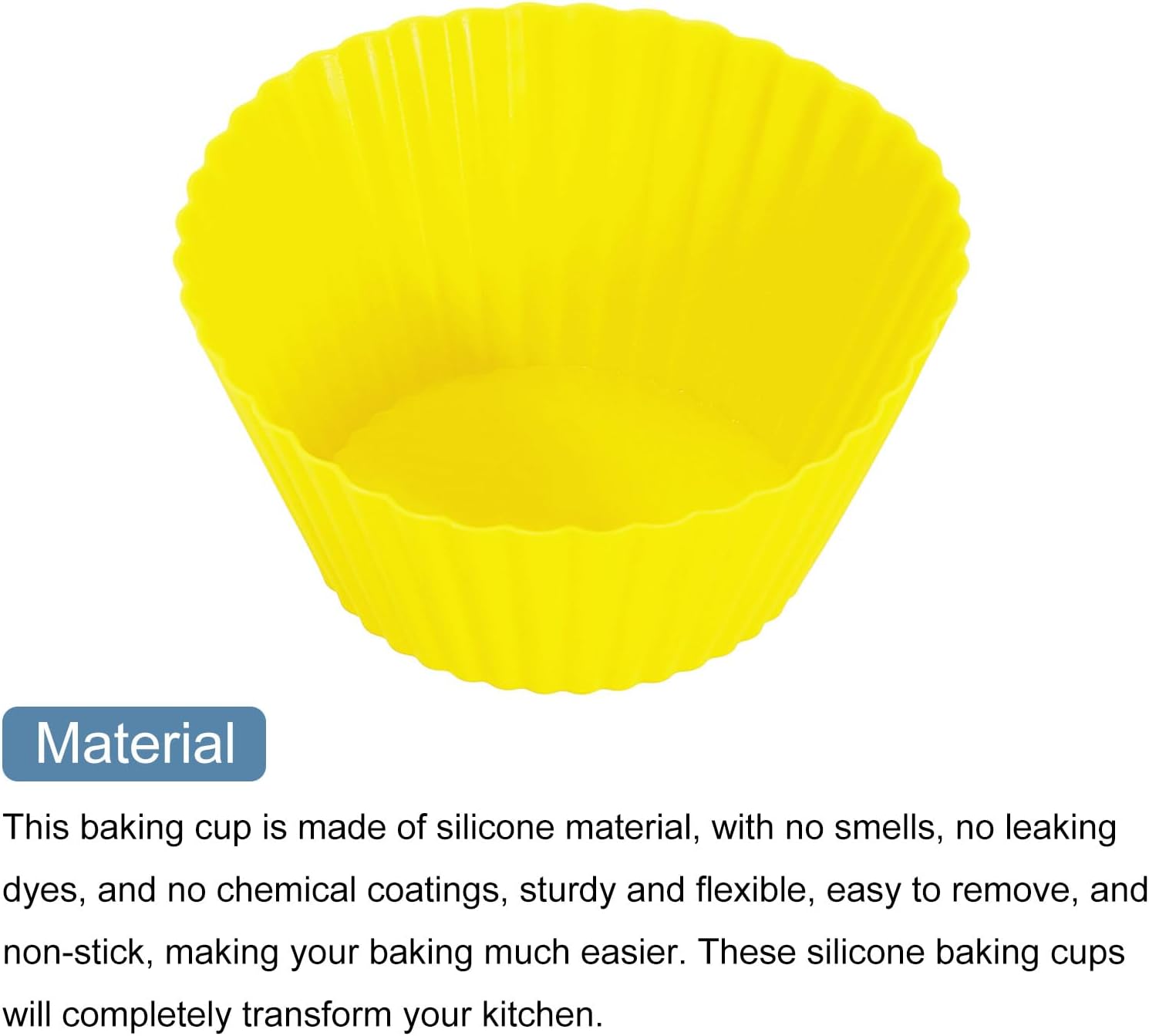 uxcell 18Pcs Silicone Cupcake Liners, Non-Stick Baking Cups, for Cooking Eggs, Baking Muffins and Make a Cake(Yellow)