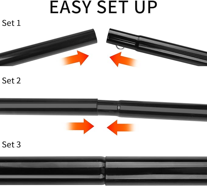 Neween Heavy Duty Tent Poles for Tarp Adjustable Camping Tarp Poles Set of 2, 74.8in Collapsible Tent Pole with a Diameter of 1in for Backpacking Hiking Awning Canopy Rain Fly Shelter (Black)