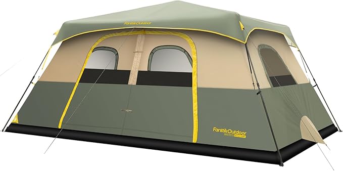 FanttikOutdoor Camping Tent 4/6/8/10 Person Instant Cabin Tent Setup in 60 Seconds with Rainfly & Windproof Portable with Carry Bag for Family Camping & Hiking, Upgraded Ventilation