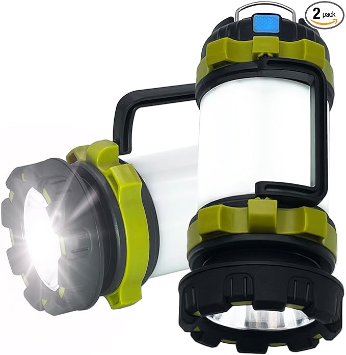 2-Pack Waterproof Rechargeable LED Lantern - 1500LM 6 Modes | 4000mAh Rechargeable Battery | Emergency Backup for Power Outages, Hurricanes, Camping & Outdoor Use | Durable & Portable