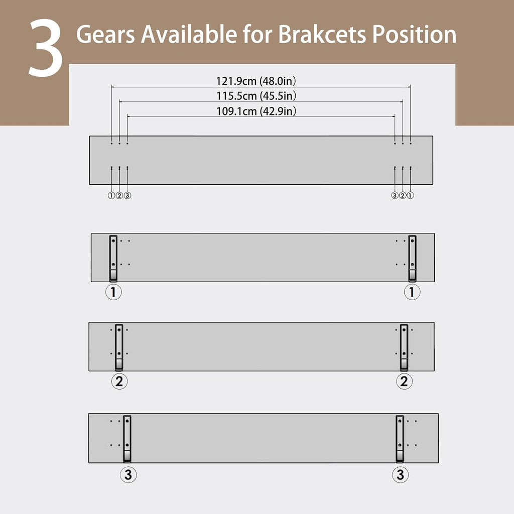 DINZI LVJ Long Wall Shelves, 55.1Inch Wall Mounted Shelves Set of 2, Extra Large Floating Storage Ledges with Sturdy Metal Brackets for Living Room, Bathroom, Bedroom, Kitchen, Rustic Brown