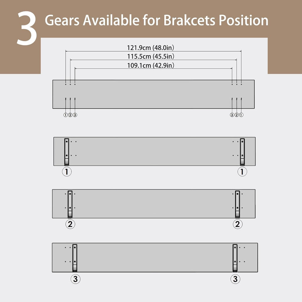 DINZI LVJ Long Wall Shelves, 55.1Inch Wall Mounted Shelves Set of 2, Extra Large Floating Storage Ledges with Sturdy Metal Brackets for Living Room, Bathroom, Bedroom, Kitchen, Gray Wash