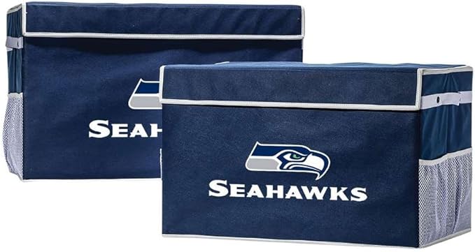 Franklin Sports NFL Storage Footlocker Bins - Large Folding Organizer Containers - NFL Team Office, Bedroom + Living Room Décor - Large + Small Bins