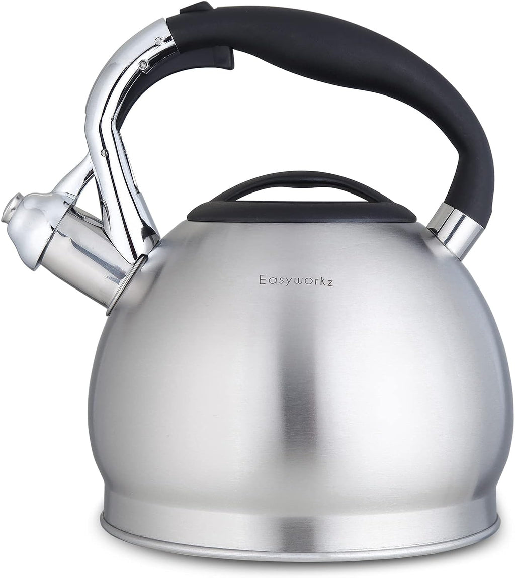 Easyworkz Whistling Stovetop Tea Kettle Food Grade Stainless Steel Hot Water Tea Pot With Loud Whistle, 2.4 Quart(2.3l)