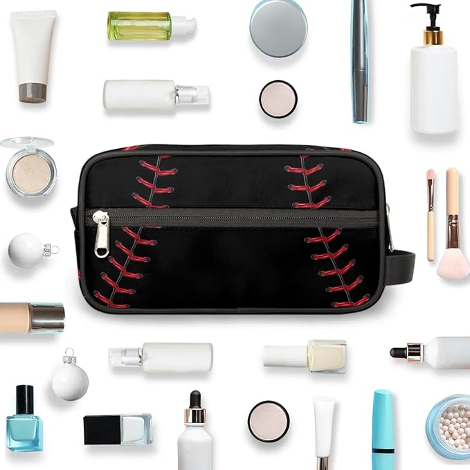 Boys Toiletry Bag for Kids Dopp Kit Waterproof Baseball Theme Hanging Wash Bag Cosmetic Bag Medicine Bag for Travel Sports Shower Essential