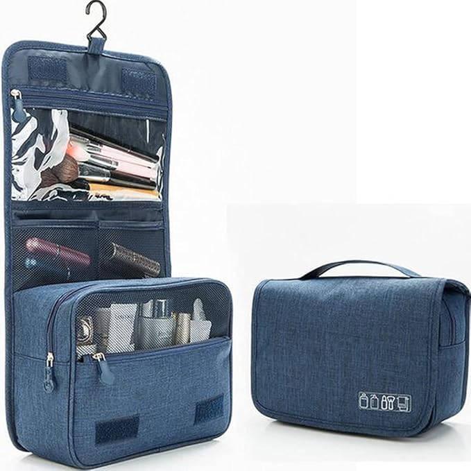 Hanging Travel Toiletry Bag for Men and Women, Hygiene Bag, Waterproof Cosmetic Bag for Accessories/Shaving/Grooming/Cosmetic/Toiletries, Multifunction Cosmetics Organizer Accessories Pouch - (Blue)