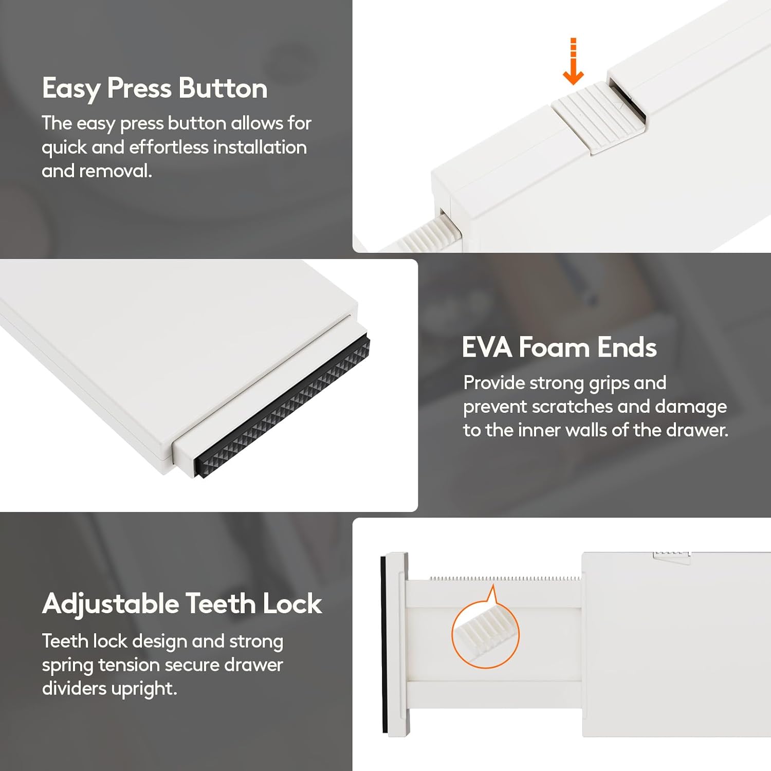 Lifewit 20 Pack Drawer Dividers 4" High, 11-17" Adjustable Dresser Drawer Organizers for Clothes, Expandable Dresser Separators in Bedroom/Bathroom/Kitchen/Vanity/Office Organization and Storage,Beige