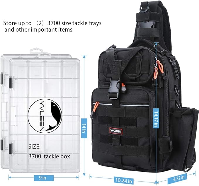 YVLEEN Fishing Tackle Backpack Storage Bag，Water-Resistant Fishing Backpack with Rod Holder，Fishing Gear Bag Gift for Men