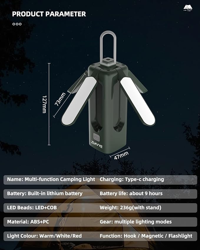 2 Pack Rechargeable LED Camping Lantern - Waterproof Tent Light with 8 Light Modes, Perfect for Camping, Hurricane, Emergency, Hiking, Fishing