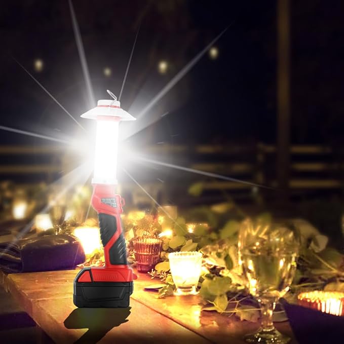 8W 800LM Lantern for Milwaukee 18V M18 Li-Ion Outdoor Portable Camping Lantern with Hook, USB Output, Emergency Light, Perfect for Camping, Hiking, and Outdoor Activities(Battery not Included)