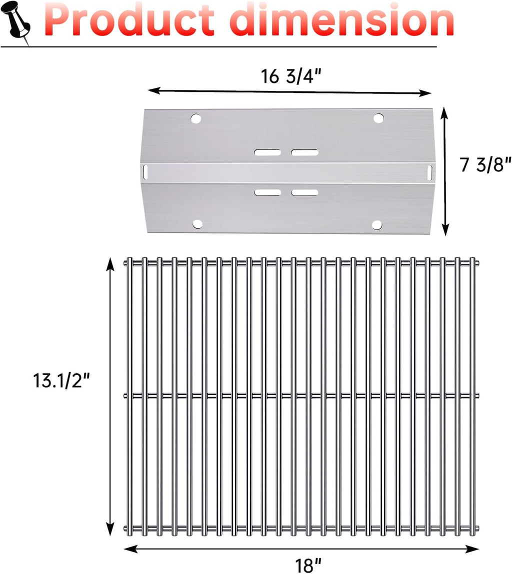 BBQ Grill Grates Replacement for Cuisinart Gas Grill CGG-200, CGG-220, CGG-240 Accessories, Stainless Steel Cooking Grate Grids Gas Grill Parts 18 Inch for All Foods Portable Gas Grillls