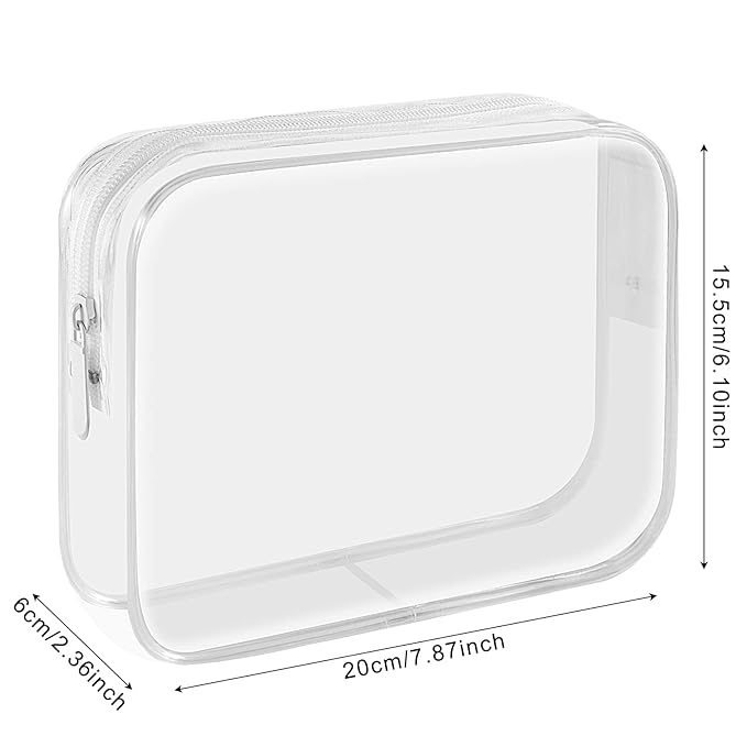 Lermende 2pcs Clear Toiletry Bag TSA Approved Travel Bag,Carry On for Travel,Airport Airline Accessories Compliant Bag,Quart Sized Makeup Cosmetic bag Women Men (Transparent, 2 Pack)