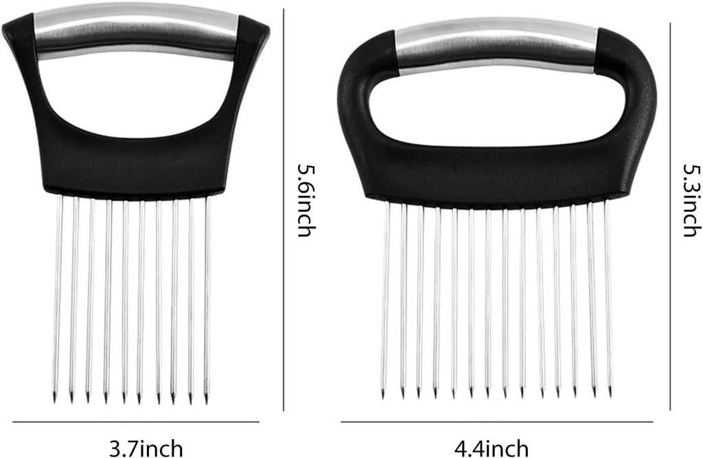 Stainless Steel Onion Slicer Holder, Onion Holder for Slicing & Onion Cutter, Tomato Slicer for Vegetables (Onions, Tomatoes, Potatoes, Avocados, Eggs), Kitchen Slicing Assistant Tool (B-2 PCS)