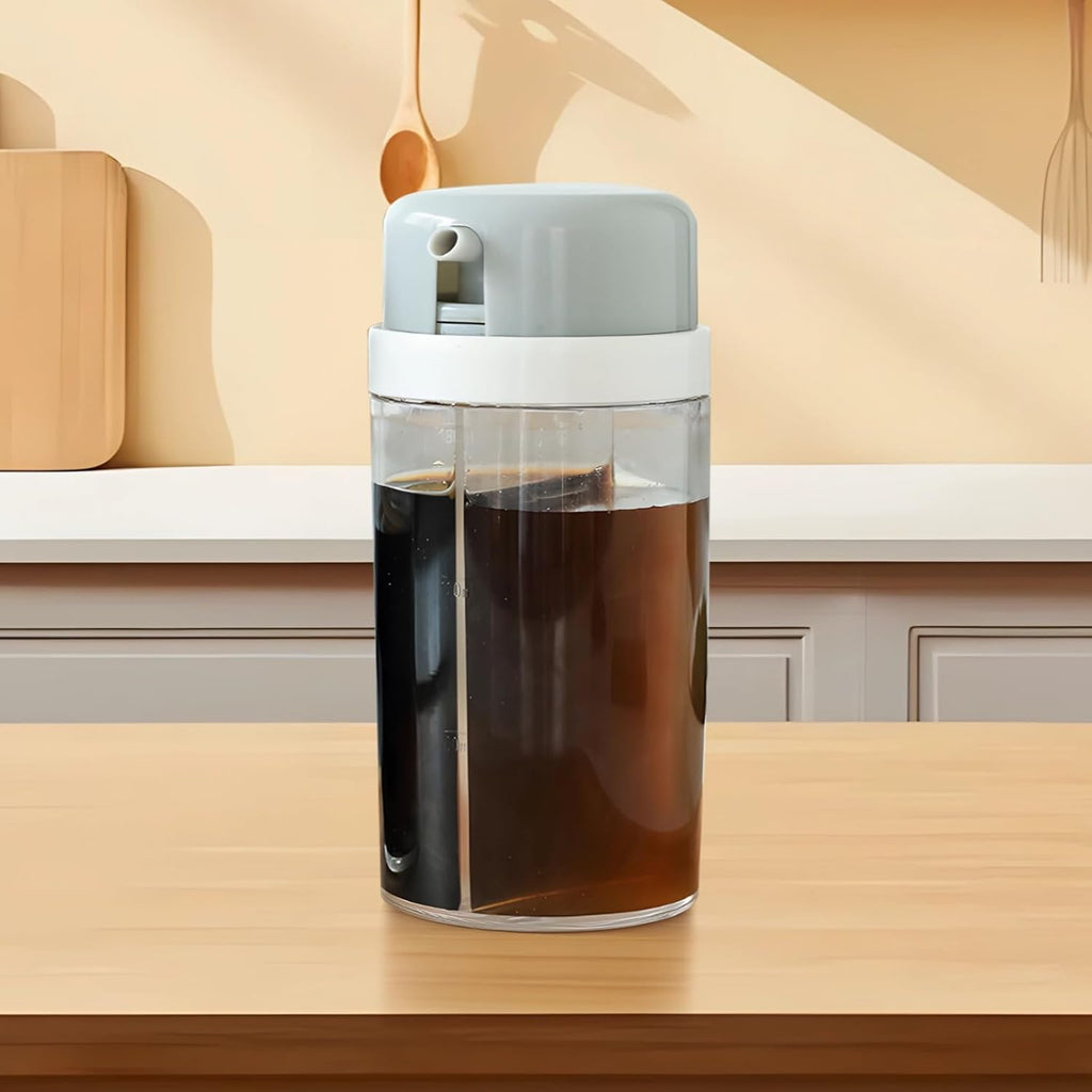 2 Pcs 2-in-1 Plastic Spice Containers, Leak-Proof Seasoning Dispensers for Oil, Soy Sauce, Vinegar, with Adjustable Pour Spouts, Transparent, Space-Saving Design, 180 ml Capacity