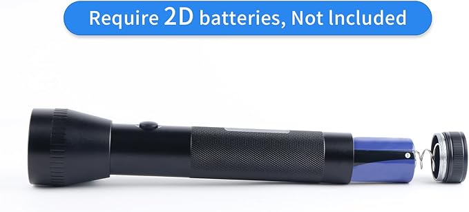 Heavy Duty 2-Cell D Battery LED Big Flashlights, High Lumens, Single Mode, Aluminum, Rugged Metal Flashlight for Outdoors and Emergency Power Outages (1 Pack)