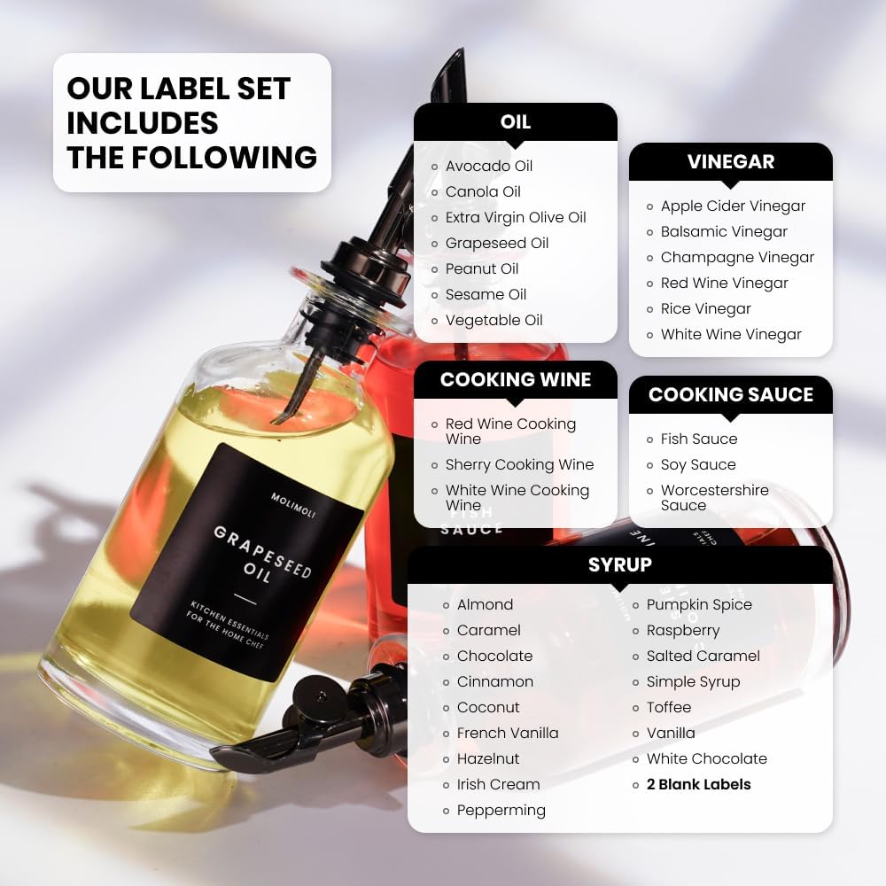 Molimoli Olive Oil Dispenser Bottle for Kitchen With Weighted Pourer - Glass Cruet Set of 4 | 350ml