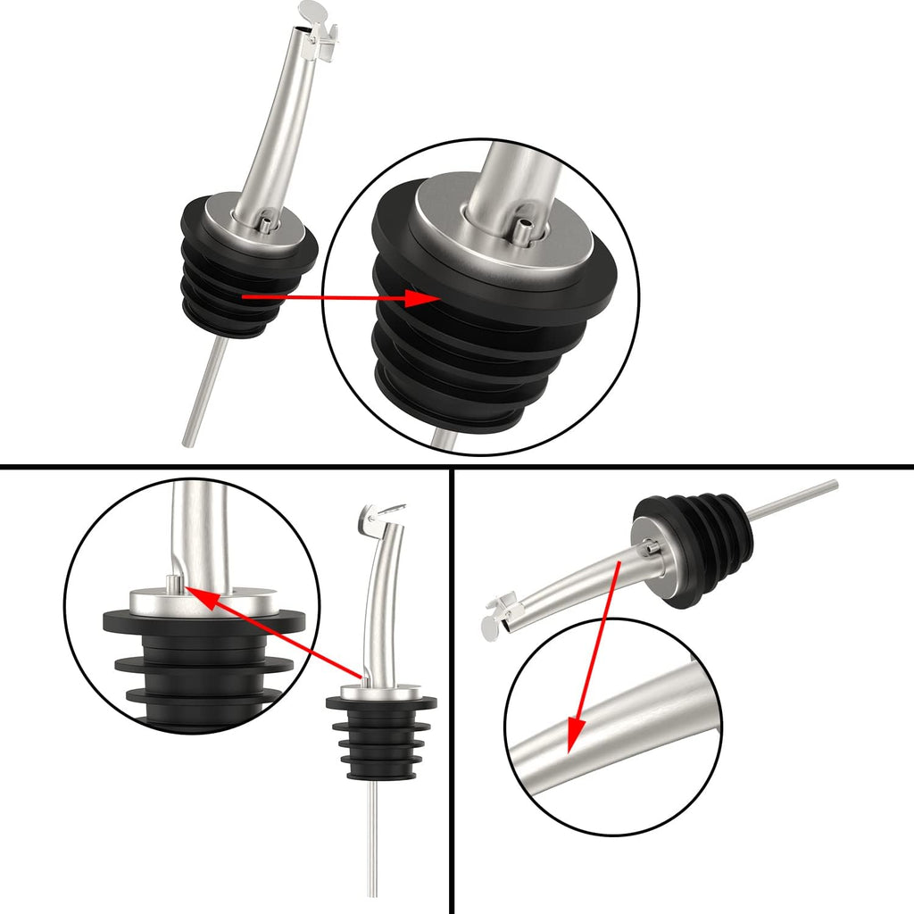 4 Pcs Oil Spout Liquor Bottle Pourer Spouts Stainless Steel Speed Pour Spouts Olive Oil Dispenser Spout for About 3/4" Bottle Mouth, with Flip Top