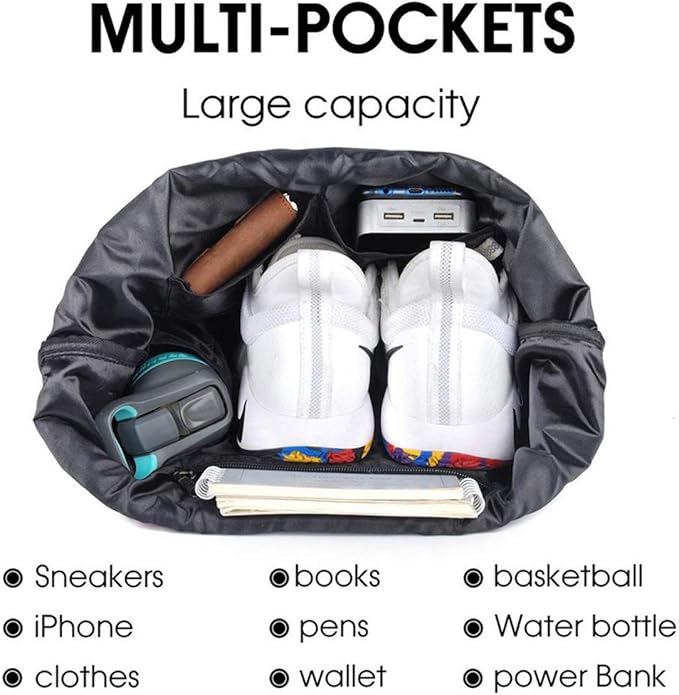 Gym Drawstring Backpack Water Resistant String Bag Nylon Cinch Sport Bag Sackpack