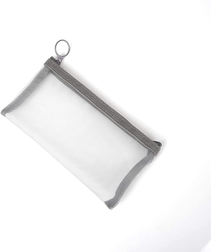 patu Zipper Mesh Bags, Long Case, 5 Pieces, Beauty Makeup Cosmetic Accessories Organizer, Travel Toiletry Kit Set Storage Pouch, Assorted Colors